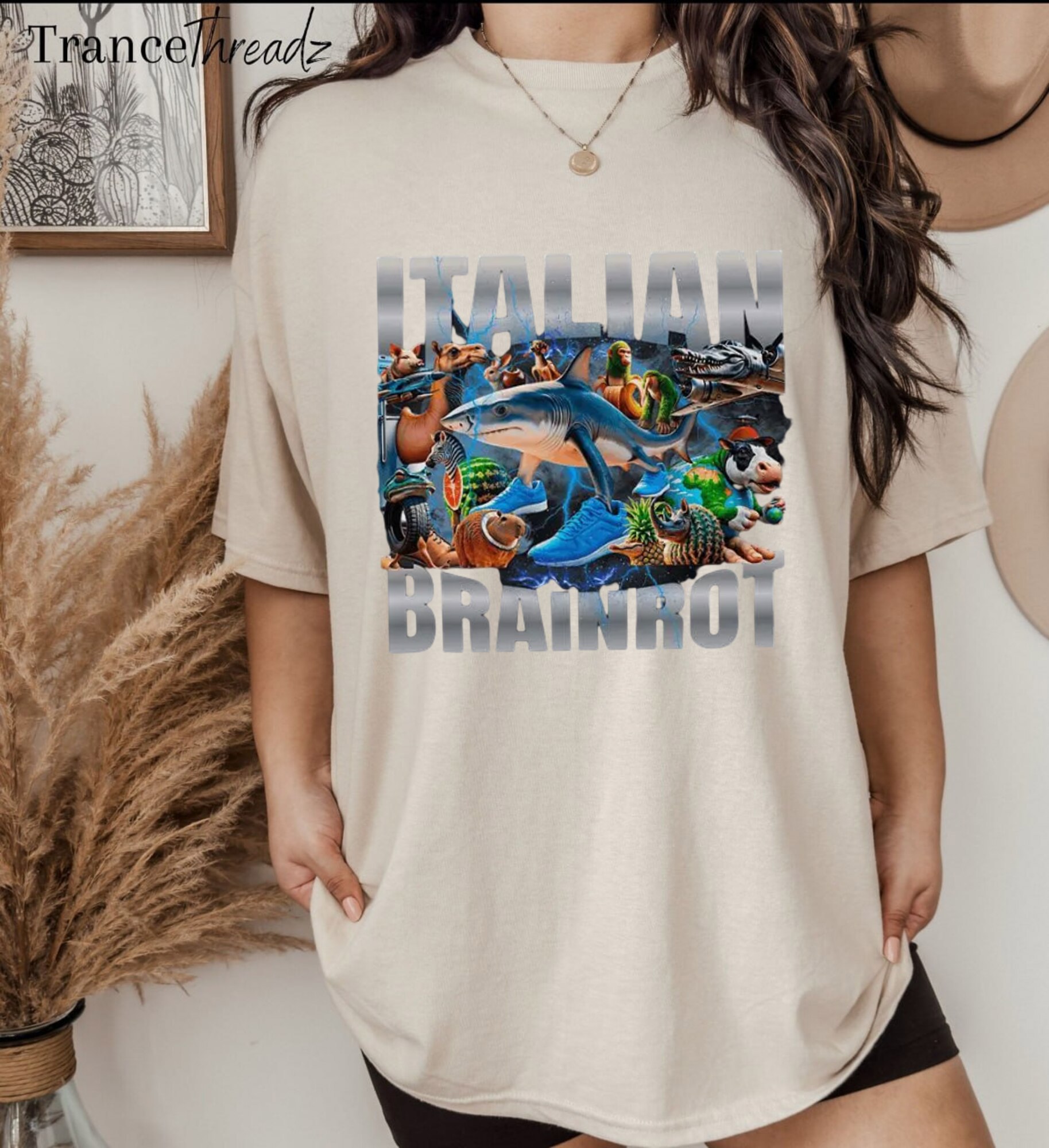 T-shirt Humour Italian Brain Rot Memes - Design Fun Y2K, Coupe Classique, Léger