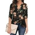 thumbnail image 1 of Traleubie Plus Size Floral Tunic Tops for Womens 3/4 Roll Sleeve V Neck Blouses Long Sleeve Shirts of Female, 1 of 7
