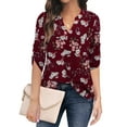 thumbnail image 1 of Traleubie Plus Size Floral Tunic Tops for Womens 3/4 Roll Sleeve V Neck Blouses Long Sleeve Shirts of Female, 1 of 7