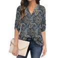 thumbnail image 1 of Traleubie Plus Size Floral Tunic Tops for Womens 3/4 Roll Sleeve V Neck Blouses Long Sleeve Shirts of Female, 1 of 7