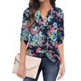 thumbnail image 1 of Traleubie Plus Size Floral Tunic Tops for Womens 3/4 Roll Sleeve V Neck Blouses Long Sleeve Shirts of Female, 1 of 7