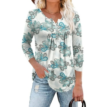 Traleubie Womens Plus Size Tunic Tops Wrap Shirts New Spring Autumn ...