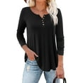 thumbnail image 1 of Traleubie Plus Size Tunic Tops Long Sleeve Casual Floral Printed Henley V Neck Shirts for Women M-4XL, 1 of 8