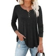 thumbnail image 1 of Traleubie Plus Size Tunic Tops Long Sleeve Casual Floral Printed Henley V Neck Shirts for Women M-4XL, 1 of 8