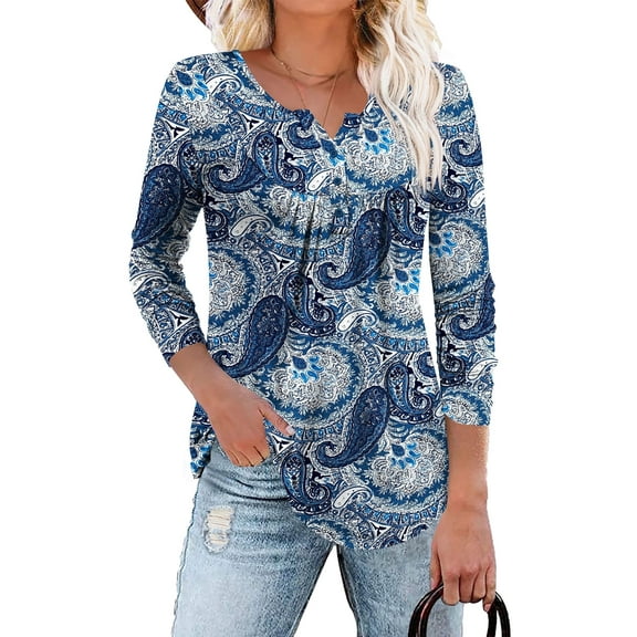Traleubie Plus Size Tunic Tops Long Sleeve Casual Solid Henley Shirts for Women M-4XL