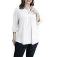 thumbnail image 1 of Traleubie Women's Plus Size Shirts 3/4 Sleeve Floral Print Blouses V Neck Tunic Tops, 1 of 8