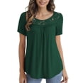thumbnail image 1 of Traleubie Women's Plus Size Short Sleeve Shirts Lace Pleated Tunic Tops m-4x, 1 of 4