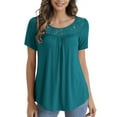 thumbnail image 1 of Traleubie Women's Plus Size Short Sleeve Shirts Lace Pleated Tunic Tops m-4x, 1 of 4