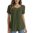 thumbnail image 1 of Traleubie Women's Plus Size Short Sleeve Shirts Lace Pleated Tunic Tops m-4x, 1 of 4