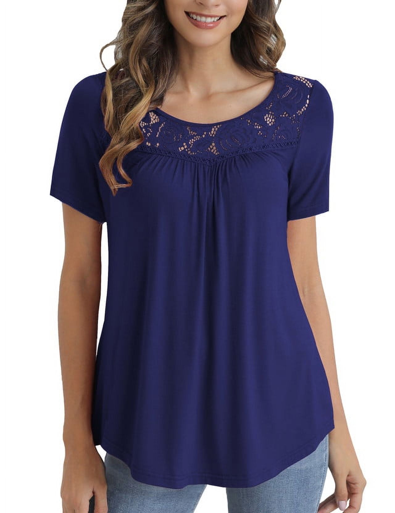 Women's Plus Short Sleeves Stripes Ribbed Tunic Top main image 1