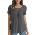 thumbnail image 1 of Traleubie Women's Plus Size Short Sleeve Shirts Lace Pleated Tunic Tops m-4x, 1 of 4