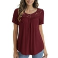 thumbnail image 1 of Traleubie Women's Plus Size Short Sleeve Shirts Lace Pleated Tunic Tops m-4x, 1 of 4