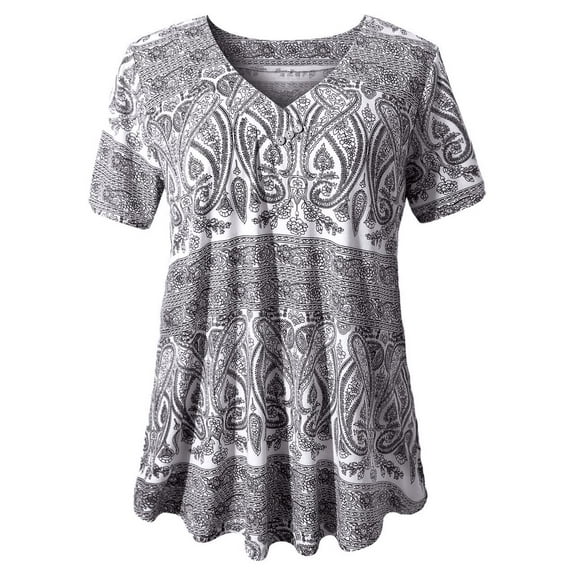 Traleubie Women's Plus Size Tops Short Sleeve Blouses Flowy Summer Tunic Tops m-4x