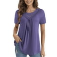 thumbnail image 1 of Traleubie Women's Plus Size Tops Short Sleeve Lace Pleated Summer Tunic Tops of Female m-4x, 1 of 4