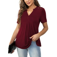 Women's Plus Size 3/4 Sleeve V Neck Shirt Floral Loose Blouse Lace ...