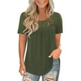 thumbnail image 1 of Traleubie Women Plus Size Short Sleeve Tops Casual Lace Pleated Tunic Tops m-4x, 1 of 4