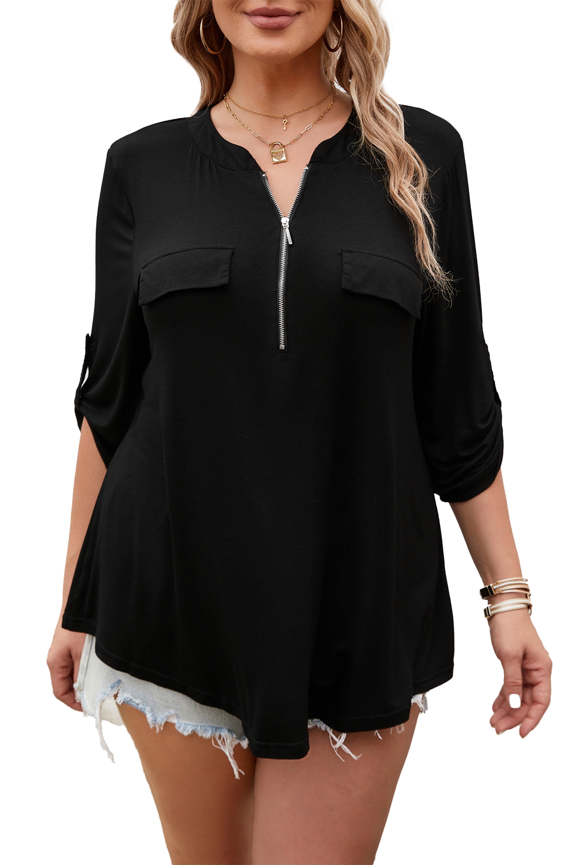Zip front womens tops new arrivals