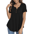thumbnail image 1 of Traleubie Women's Plus Size Tunic Top Short Sleeve Henley T-Shirt Floral Casual Blouse for Female m-4x, 1 of 9
