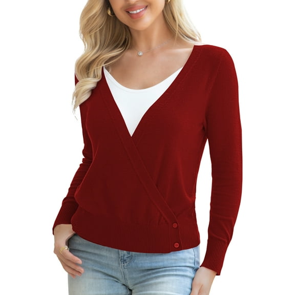Traleubie Women's Sweaters Cardigan V Neck Button Down Open Front Shrug for Women s-2xl