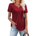 thumbnail image 1 of Traleubie Womens Plus Size Tunic Tops Short Sleeve Casual Floral Henley Shirts M-4XL, 1 of 9