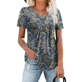 thumbnail image 1 of Traleubie Womens Plus Size Tunic Tops Short Sleeve Casual Floral Henley Shirts M-4XL, 1 of 8