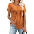 thumbnail image 1 of Traleubie Womens Plus Size Tunic Tops Short Sleeve Casual Floral Henley Shirts M-4XL, 1 of 9