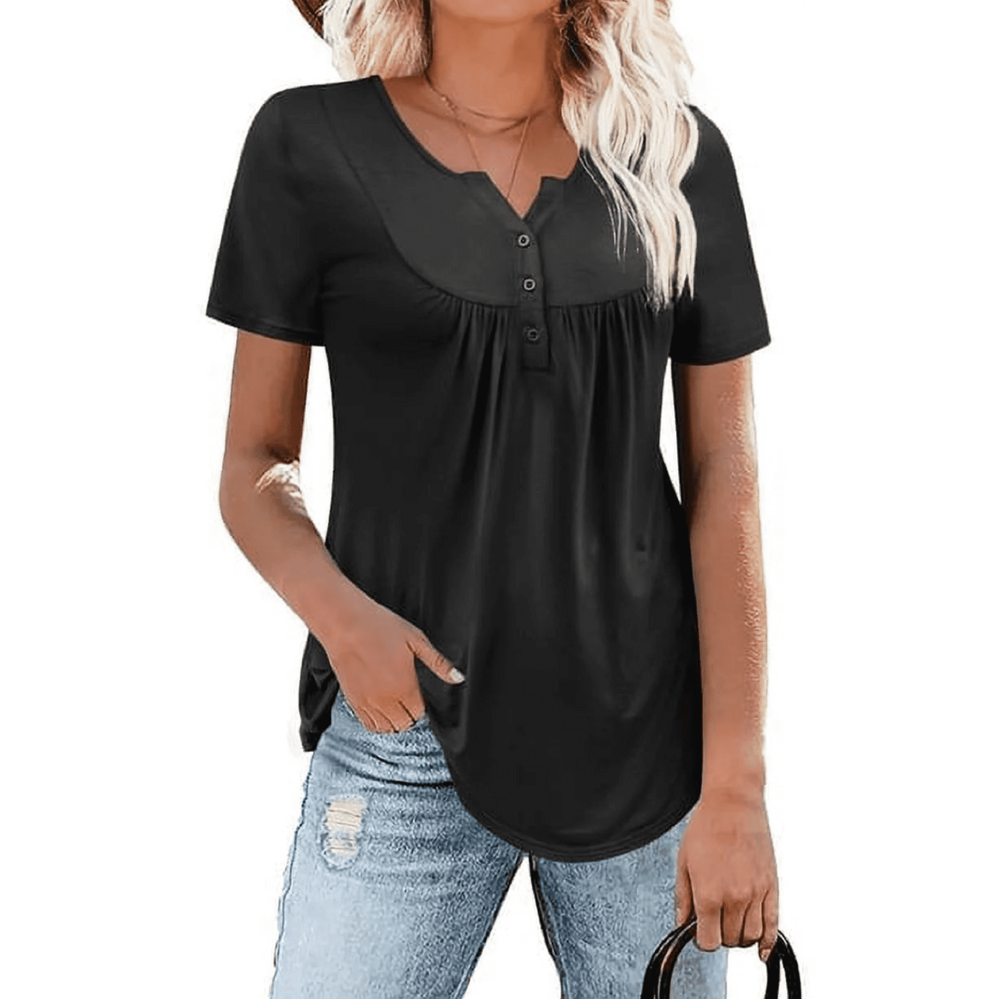 Traleubie Womens Plus Size Tunic Tops, Short Sleeve, Casual Floral ...