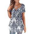 thumbnail image 1 of Traleubie Womens Plus Size short Sleeve Tops Casual V neck Floral Henley Shirts m-4X, 1 of 4