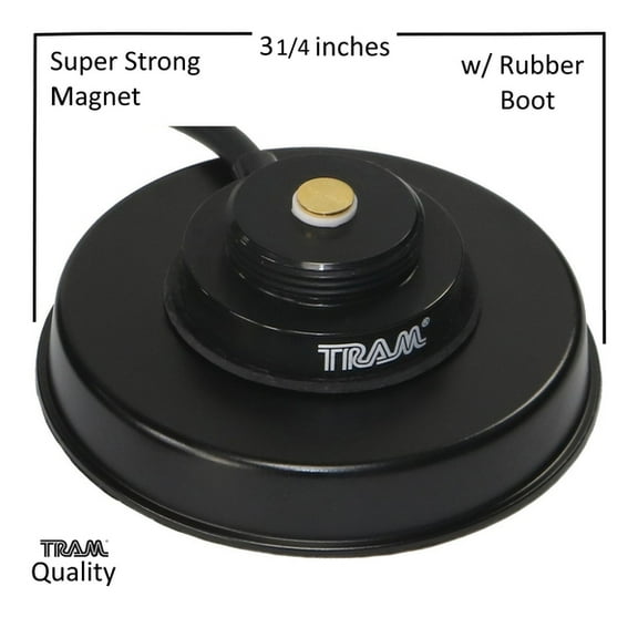 Tram 1235 3-1/4-Inch Black Zinc NMO Magnet Mount with RG58 Coaxial Cable and UHF PL-259 Connector