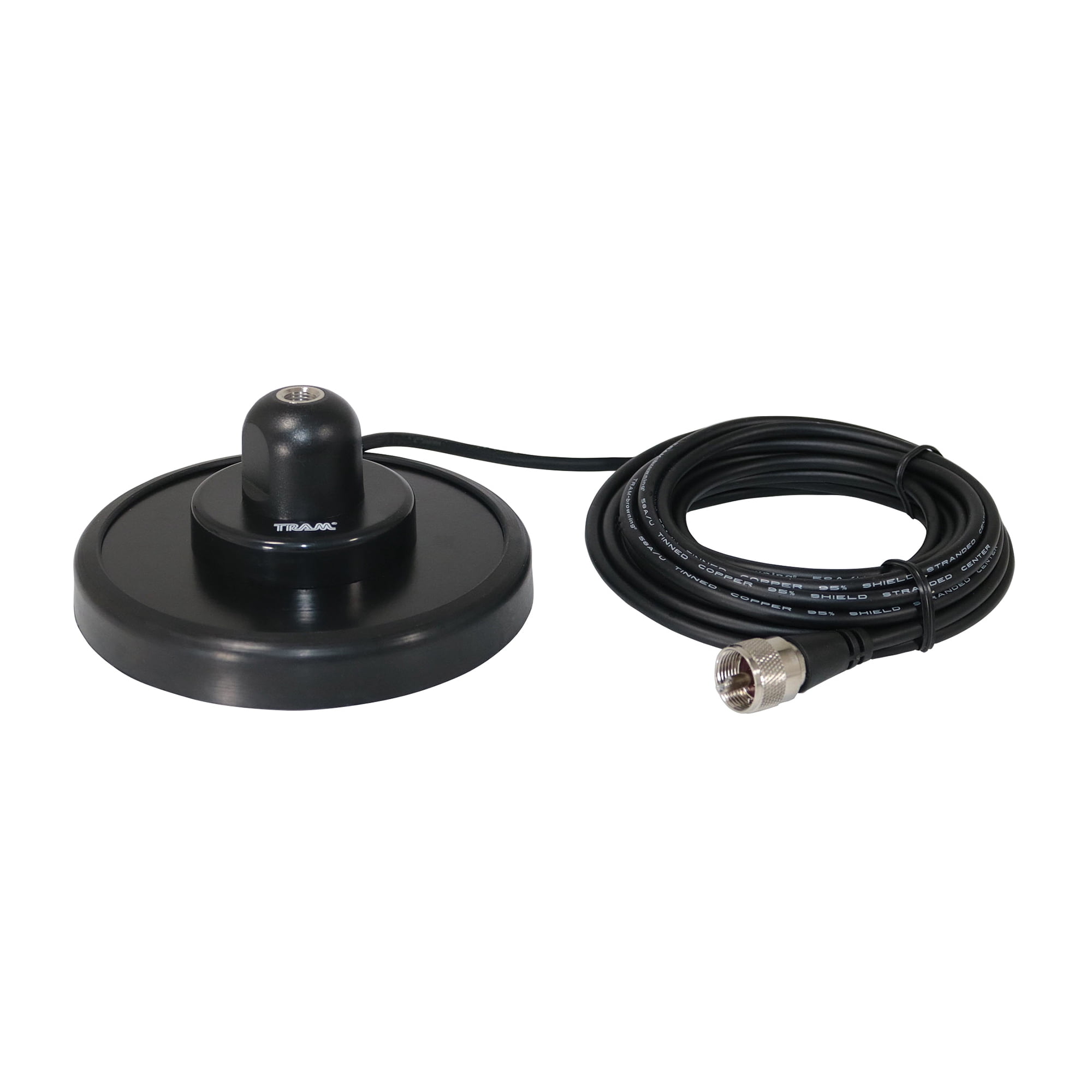 Tram 5-Inch Black Steel NMO Magnet Mount with RG58 Coaxial Cable and UHF PL-259 Connector