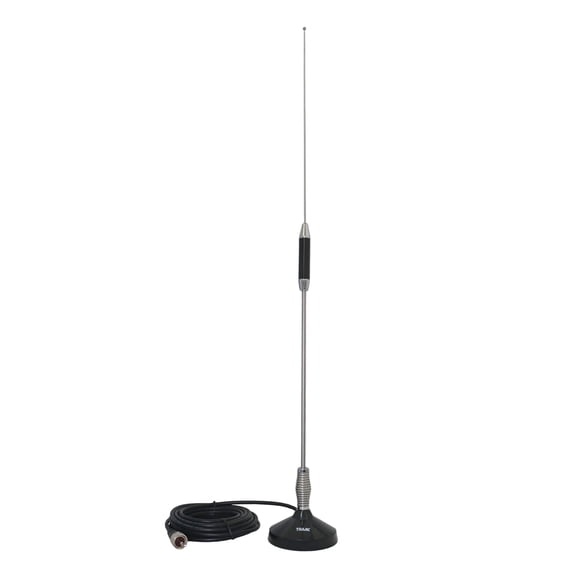Tram Center-Load Stainless Steel Whip CB Magnet-Mount Antenna Kit with 3-1/2-In. Magnet and Cable
