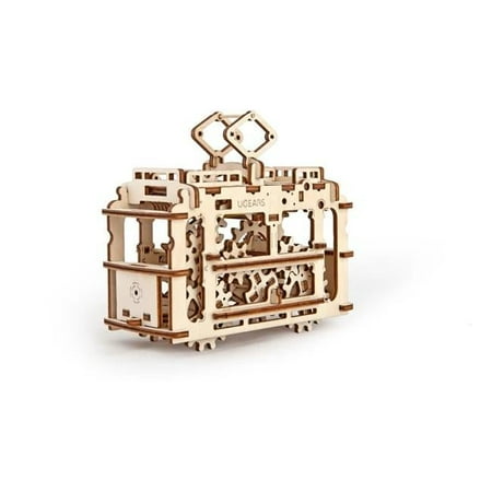 Tram with Rails Wooden 3D Model Kit
