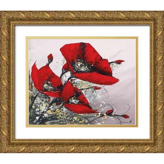 Tramoni, Oliver 14x12 Gold Ornate Wood Framed with Double Matting Museum Art Print Titled - Bouquet de coquelicots III