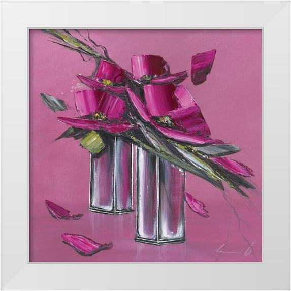 Tramoni, Oliver 20x20 White Modern Wood Framed Museum Art Print Titled - Bouquet rose II