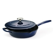 Tramontina Bestow 10-Inch Enameled Cast Iron Skillet with Lid, Gradated Cobalt, Oven-Safe