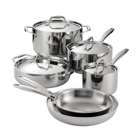 Tramontina - Gourmet Tri-Ply Clad 10-Piece Cookware Set - Stainless Steel