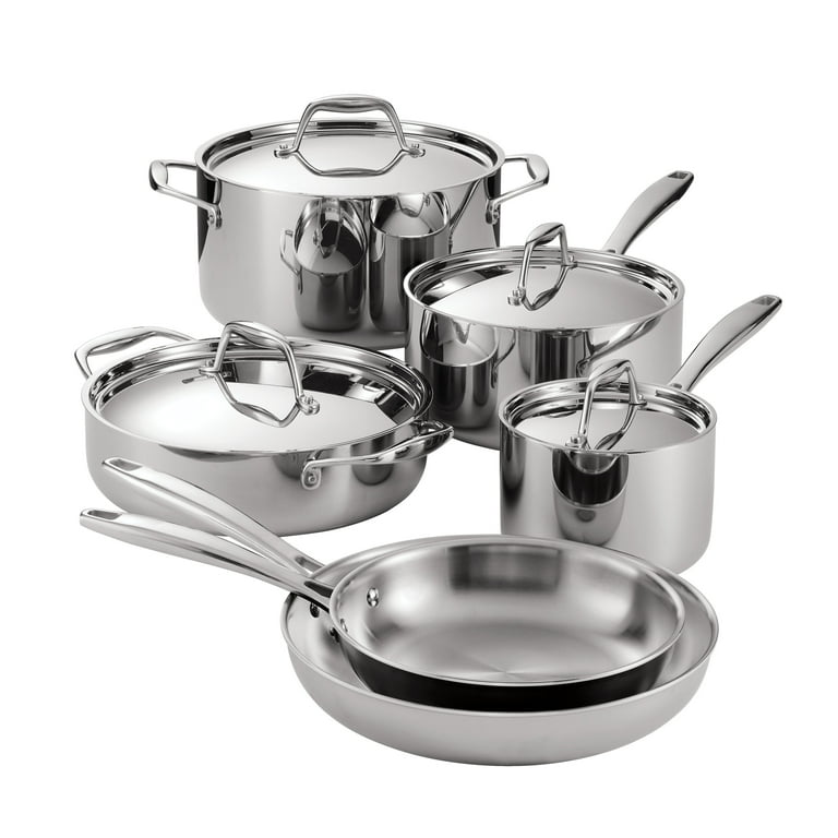 Gourmet Tri-Ply Clad 10-Piece Stainless Steel Cookware Set Gourmet Tri-Ply Clad 10-Piece Stainless Steel Cookware Set