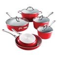 thumbnail image 1 of Tramontina 10 Piece Aluminum Ceramic Nonstick Induction Ready Cookware Set - Red, 1 of 14