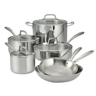 Almost complete Calphalon tri-ply stainless steel cookware set for $25  total at my local Goodwill. Missing a couple lids, but easily retails  $200-300. : r/ThriftStoreHauls