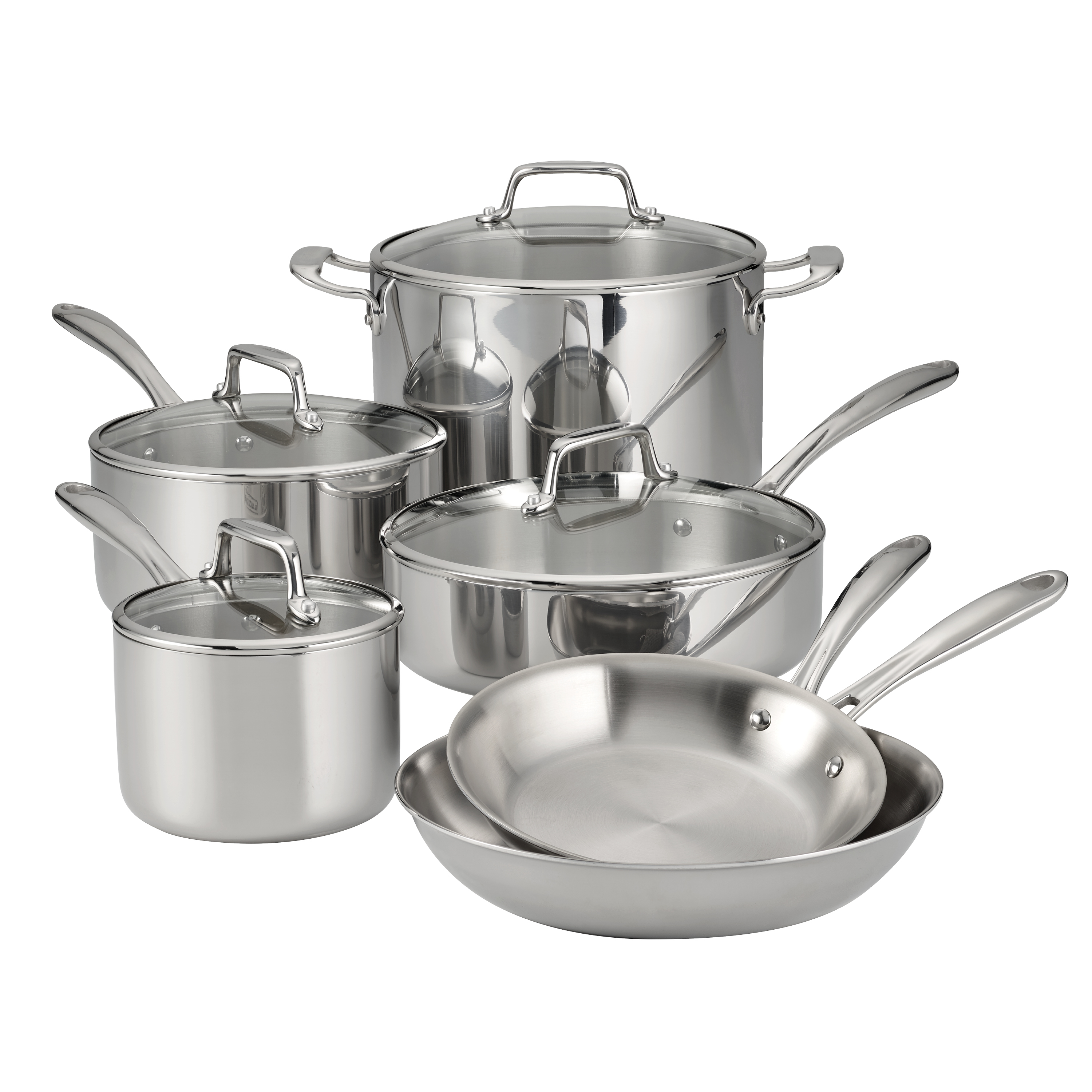 Tramontina 10-Piece Tri-Ply Clad Stainless Steel Cookware Set, with Glass Lids - image 1 of 16