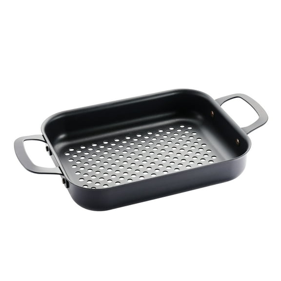 Tramontina Churrasco BBQ 11-Inch Carbon Steel Rectangular Grill Pan, Roaster, Perforated, Oven-Safe
