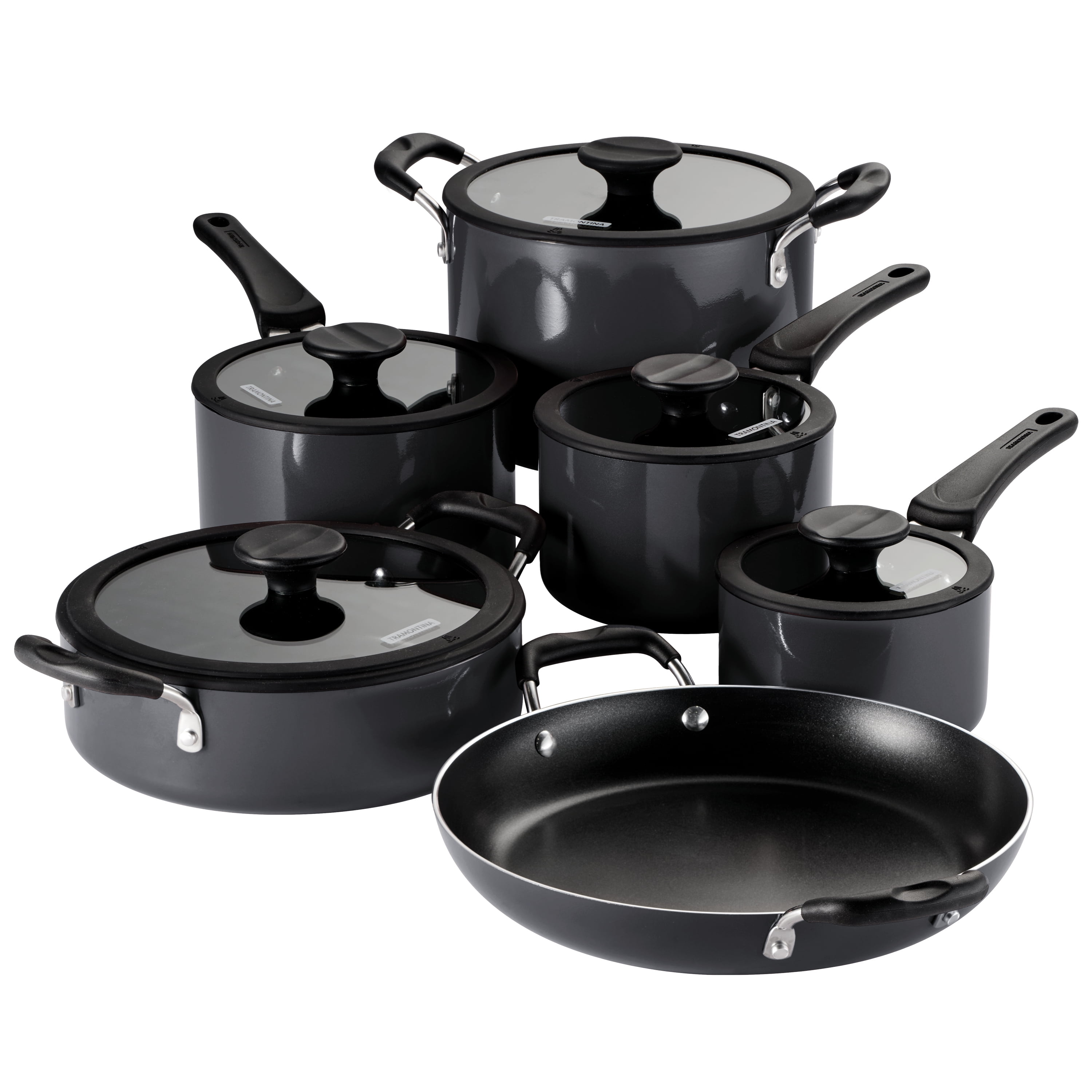 Tramontina 11-Piece Gray Aluminum Nonstick Nesting Cookware Set