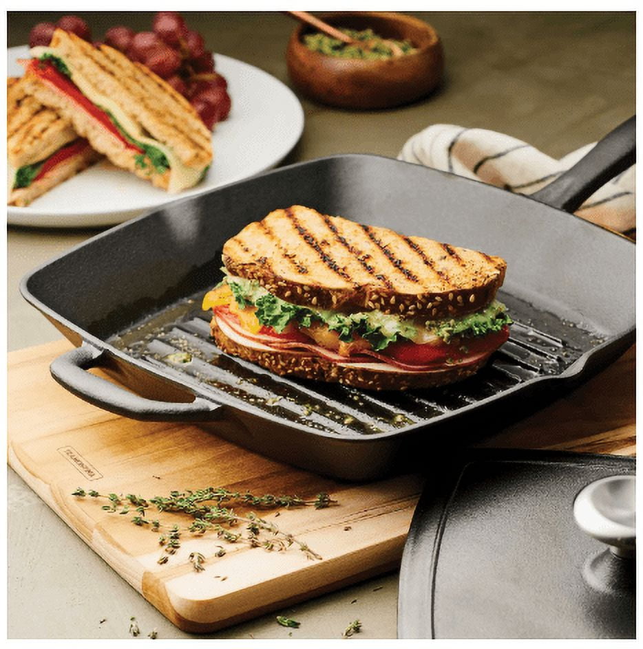Tramontina 11" PreSeasoned Cast Iron Grill with Panini Press