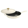 thumbnail image 1 of Tramontina Bestow 12-Inch Enameled Cast Iron Skillet with Lid, Latte with Gold Knob, Oven-Safe, 1 of 9