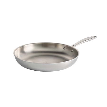 Tramontina Signature 12-Inch Tri-Ply Clad Stainless Steel Mirror Polished Large Fry Pan, Induction Ready, Oven-Safe