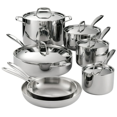 Tramontina - Gourmet Tri-Ply Clad 12-Piece Cookware Set - Stainless Steel