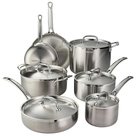 Tramontina 12 Piece Tri-Ply Clad Stainless Steel Cookware Set, Stainless Steel
