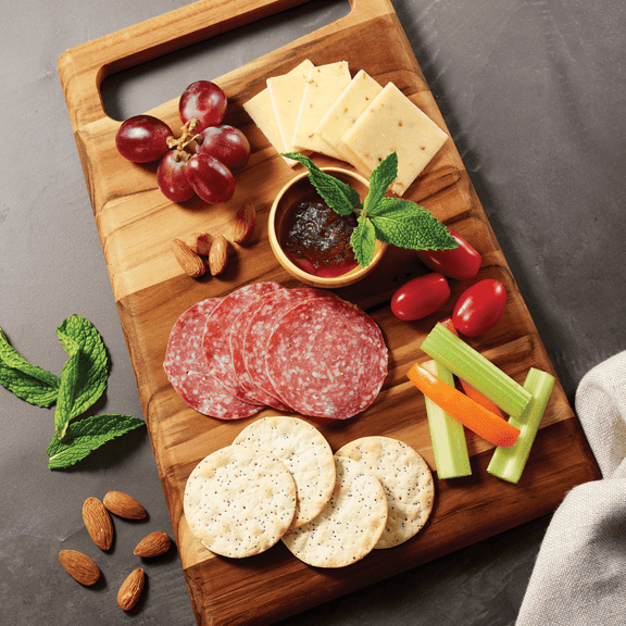 Tramontina 13.25 x 9 Inch Teak Wood Oil Coated Rectangle Cutting Board for Chopping, Slicing & Serving