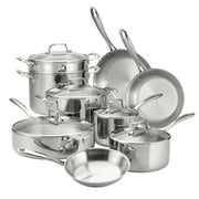 Tramontina 14-Piece Tri-Ply Clad Stainless Steel Cookware Set, with Glass Lids