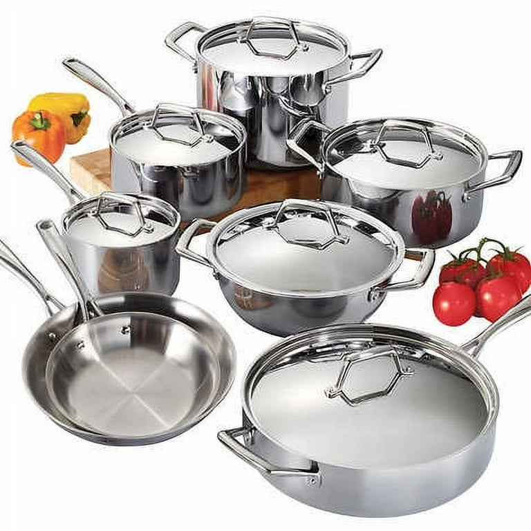 Tri-Ply Clad 14 Pc Stainless Steel Cookware Set with Glass Lids -  Tramontina US